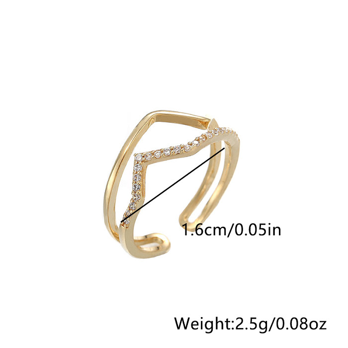 O estilo simples comuta anéis abertos de strass de cobre irregulares do embutimento