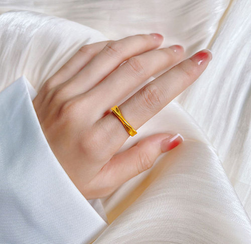 Simple Style Solid Color Titanium Steel Plating Rings
