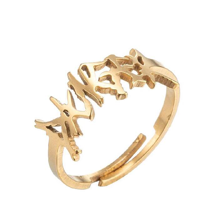 Fashion Letter Stainless Steel Hollow Out Rings 1 Piece
