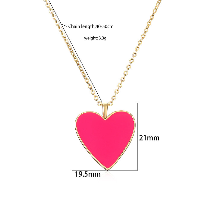 Collar pendiente plateado oro 18K del esmalte de cobre de la forma del corazón del estilo simple dulce