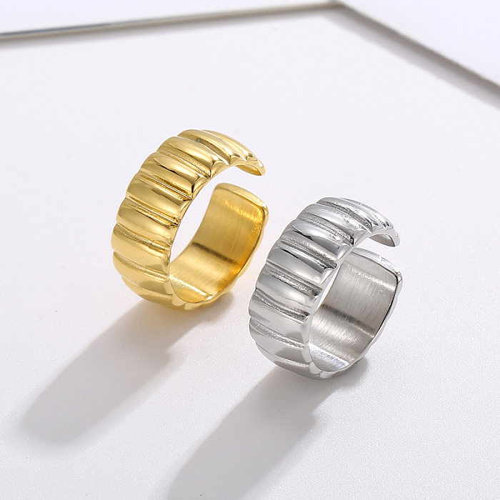 European And American Style Fashion Retro Wide Face Vertical Pattern Stainless Steel Ring Wholesale
