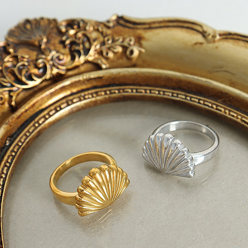 Anéis banhados a ouro 18K do chapeamento de aço Titanium de Shell do estilo clássico ocasional