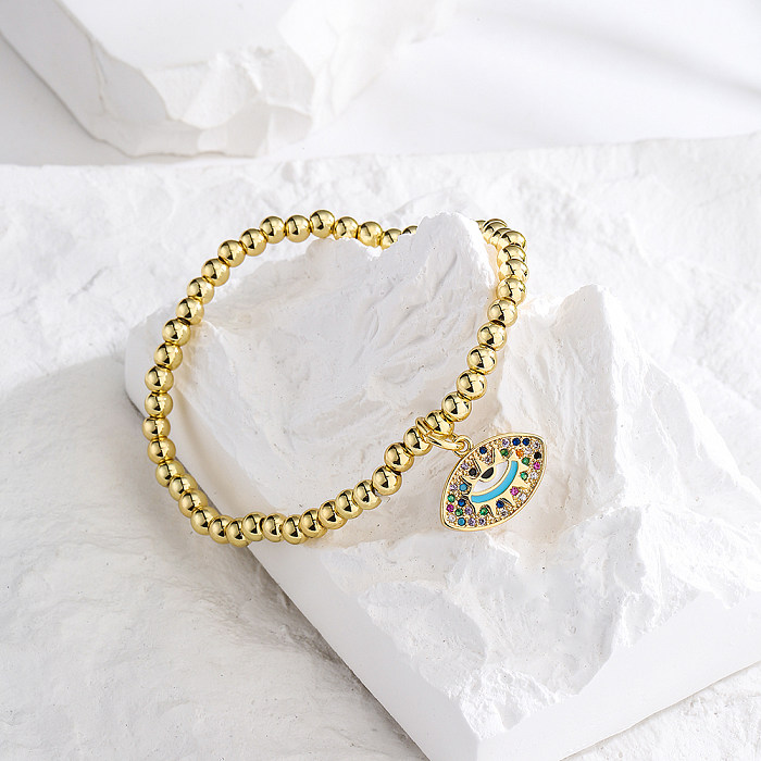 Bracelet pendentif en cuivre plaqué or 18 carats, nouveau Style, goutte d'huile, Zircon, œil bleu