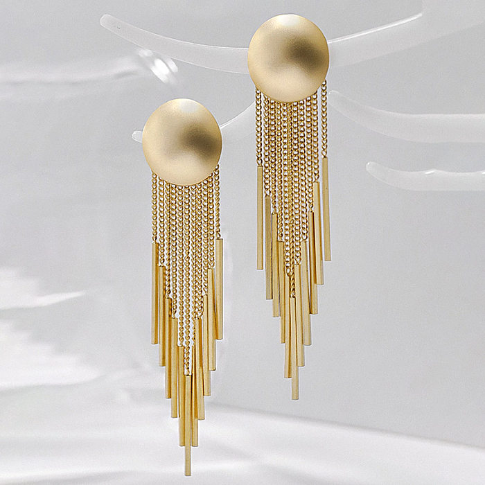 1 Pair Retro Tassel Solid Color Copper Plating Drop Earrings