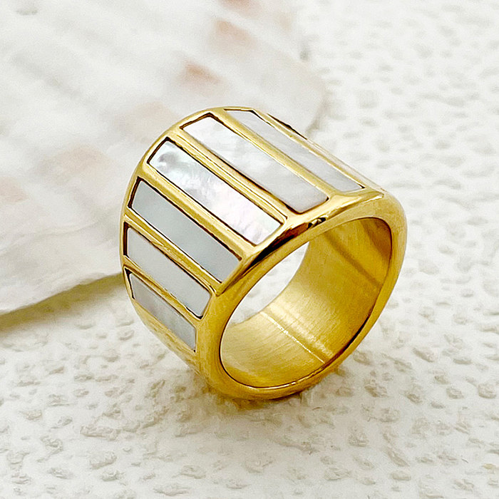 Atacado elegante retro estilo simples geométrico chapeamento de aço inoxidável anéis banhados a ouro
