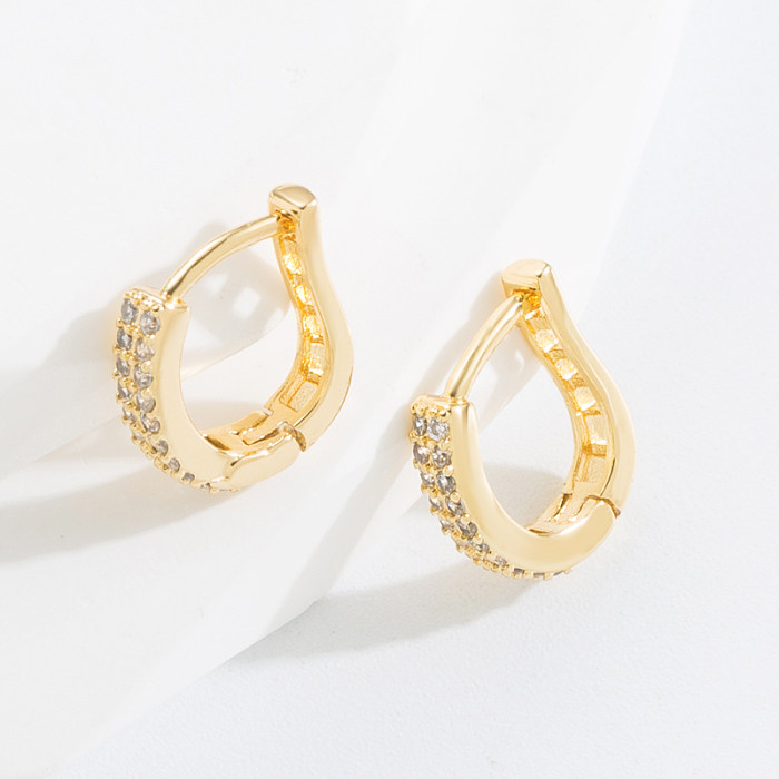 Fashion Snake Copper Earrings Plating Inlay Zircon Copper Earrings 1 Pair
