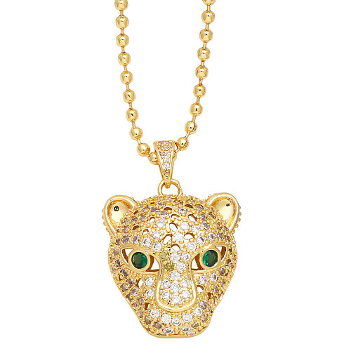 Hip-Hop Exaggerated Animal Copper 18K Gold Plated Zircon Pendant Necklace In Bulk