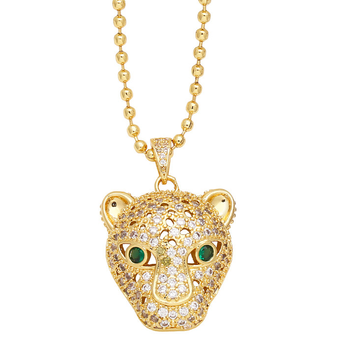 Collier avec pendentif en Zircon plaqué or 18 carats, style Hip-Hop, Animal exagéré, en cuivre, en vrac