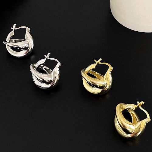 1 paire de boucles d'oreilles en cuivre plaqué or et argent, Style Simple, couleur unie