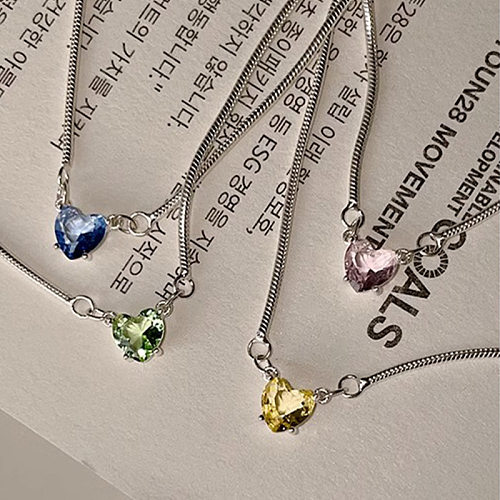 Simple Style Heart Shape Copper Artificial Gemstones Pendant Necklace In Bulk