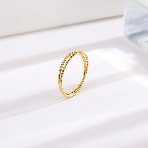 Simple Style Solid Color Titanium Steel Gold Plated Rings In Bulk
