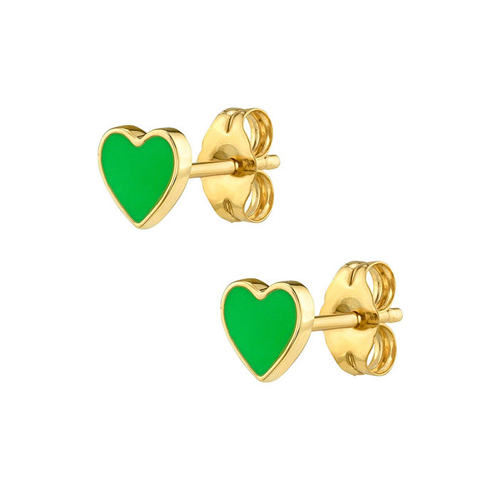 Multicolor Epoxy Heart-shaped Earrings Simple Compact Wild Earrings