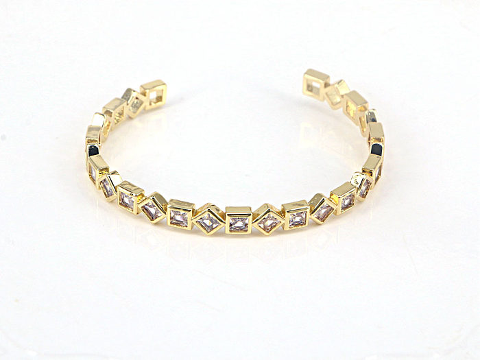 New Creative Open Bracelet Copper-plated Real Gold Micro-inlaid Color White Zircon Bracelet