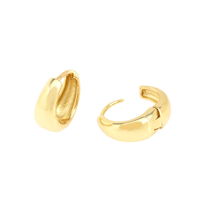 Simple Style Circle Copper Gold Plated Hoop Earrings 1 Pair