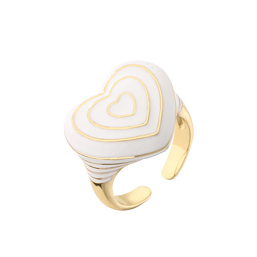 Anel aberto de cobre em formato de coração fashion anel de cobre chapeado esmaltado