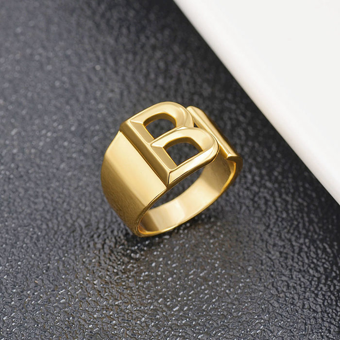 Lettre de Style Simple et décontracté, placage de polissage en cuivre, anneau ouvert ajouré