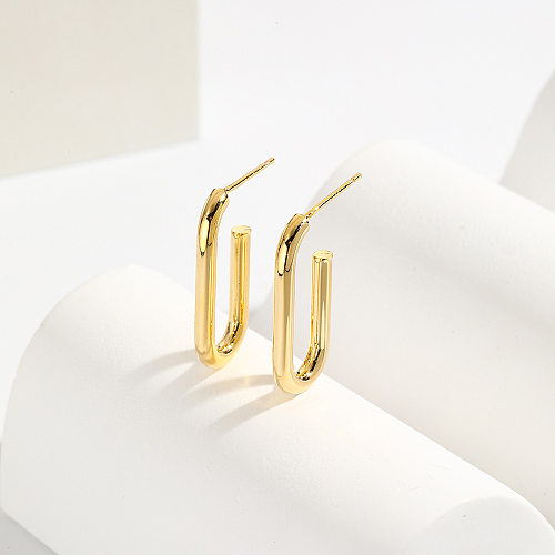 1 Pair Simple Style Square Plating Copper 18K Gold Plated Earrings