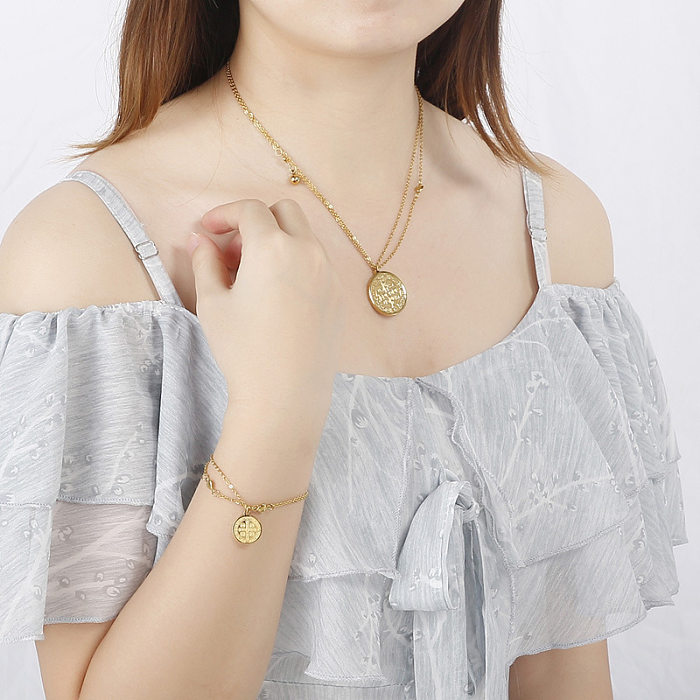 Bracelet et collier avec étiquette de jésus, accessoires en acier inoxydable, vente en gros