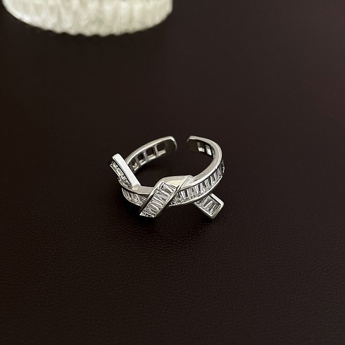 French Style Bow Knot Copper Zircon Rings In Bulk