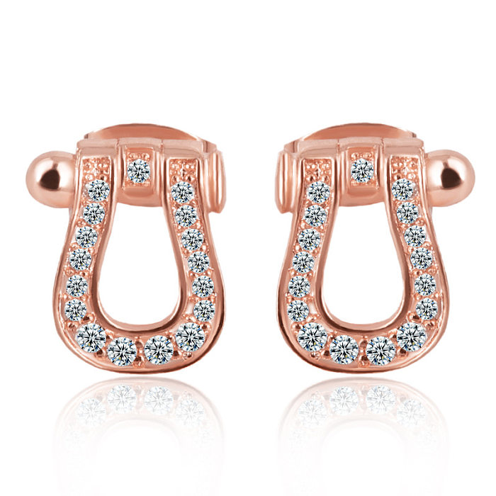 1 Pair Simple Style Solid Color Inlay Copper Zircon Ear Studs