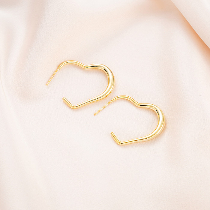1 Pair Simple Style Heart Shape Plating Copper 18K Gold Plated Ear Studs