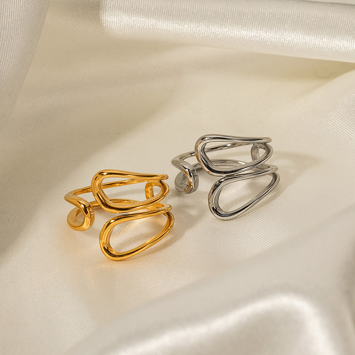 Anéis banhados a ouro 18K de aço inoxidável de cor sólida estilo IG