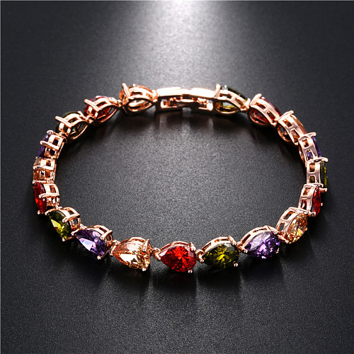 Elegant Simple Style Artistic Water Droplets Copper Plating Inlay Zircon Bracelets