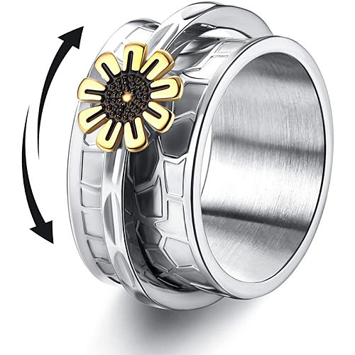 Fashion Flower Titanium Steel Plating Rings