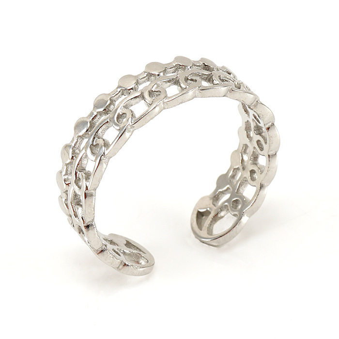 Anéis de aço inoxidável estilo simples geométricos de aço titânio com listras de aço inoxidável