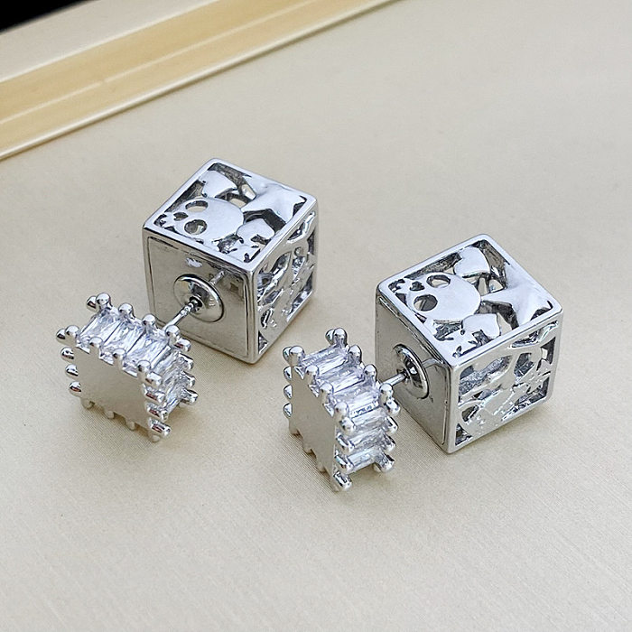 1 Pair Simple Style Star Inlay Copper Zircon Ear Studs