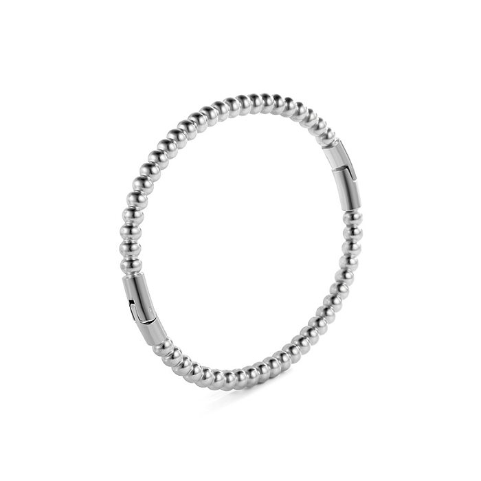 Einfacher Pendelkreis-Armband mit Titanstahlbeschichtung und Inlay-Zirkon-Ringen