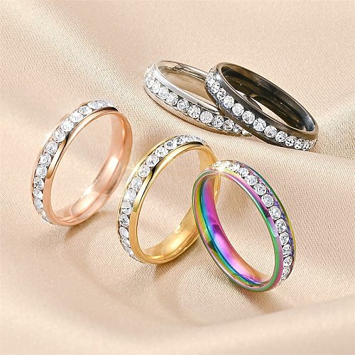 Anéis de diamante artificiais de aço Titanium redondos do estilo moderno no volume