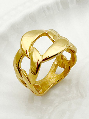 Anéis banhados a ouro de aço inoxidável irregulares de estilo clássico a granel