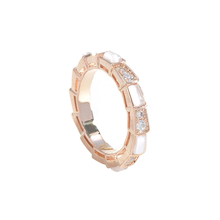 Elegant Simple Style Classic Style Solid Color Copper Polishing Plating Inlay Zircon Rose Gold Plated Silver Plated Open Rings