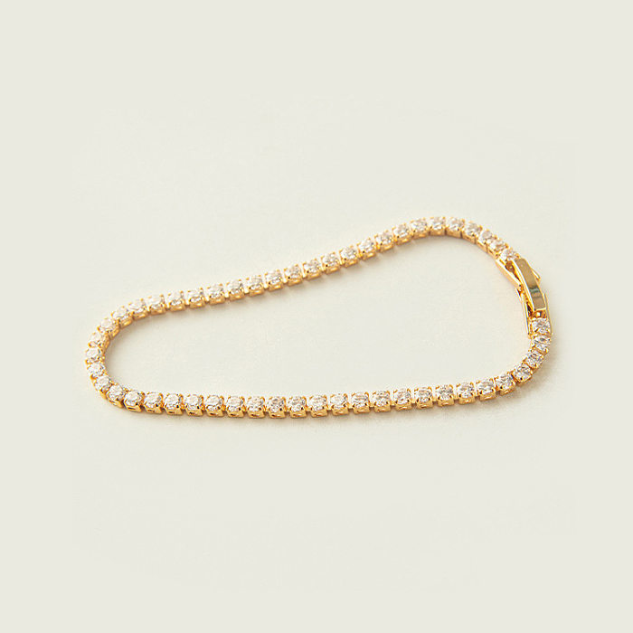Modische einfarbige Kupfer-Inlay-Zirkon-Armband-Halskette für Damen, 1 Stück