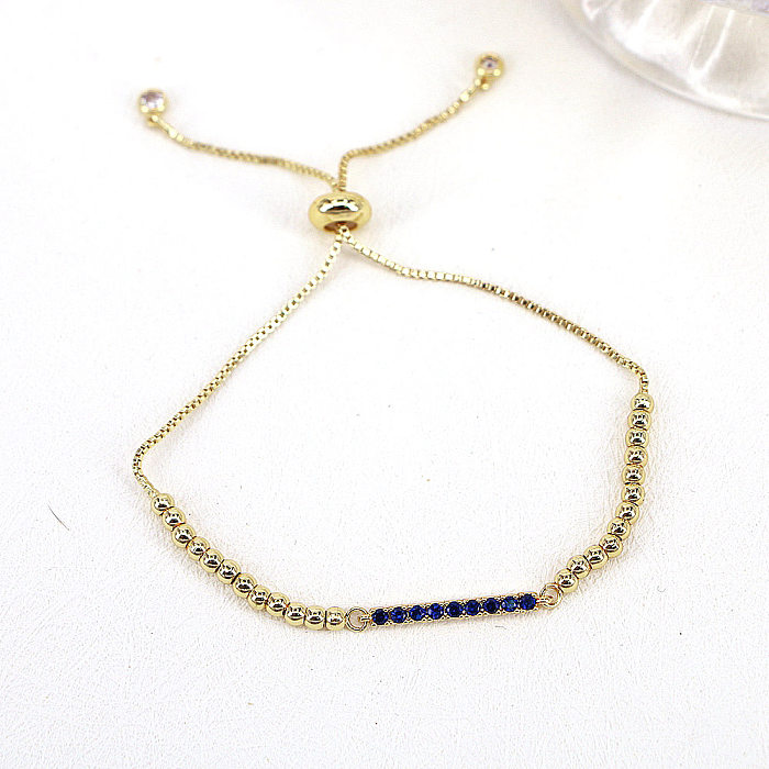 Neues einfaches Kupfer-Mikro-Intarsien-Armband mit farbigen Zirkonen und geometrischen Perlen