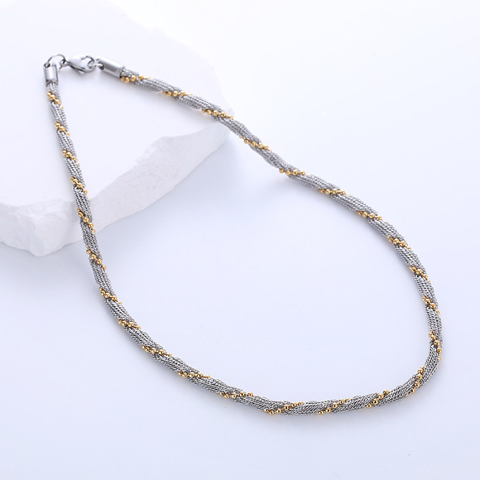 Hip-Hop Geometric Stainless Steel Bracelets Necklace Jewelry Set