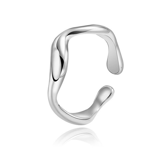 Simple Style U Shape Titanium Steel Plating Open Ring 1 Piece