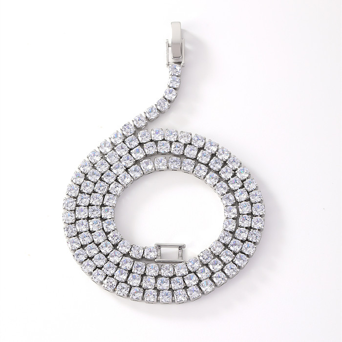 Casual Hip-Hop Simple Style Square Copper Zircon Necklace In Bulk