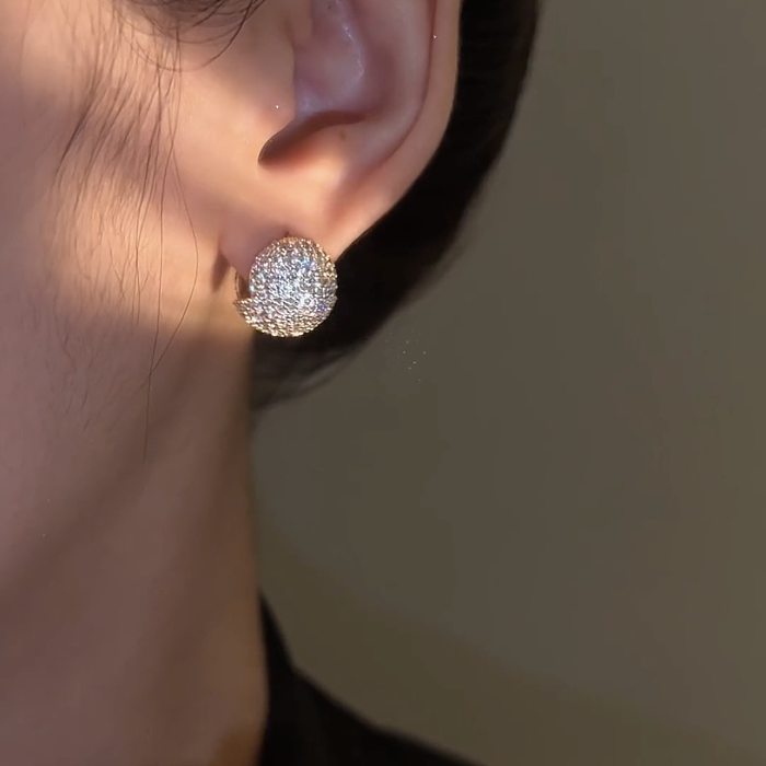 Boucles d'oreilles en Zircon avec incrustation de cuivre géométrique de Style Simple à la mode