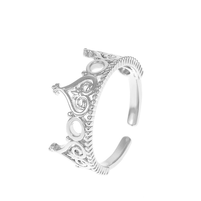 Anillo Simple en forma de corazón de moda, estrella, Luna, corona, geométrico, dedo índice abierto, anillo de cobre con diamantes de imitación