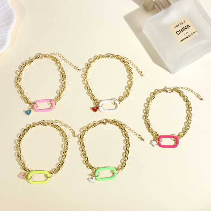 Hip-Hop Punk Oval Copper Enamel Plating Gold Plated Bracelets