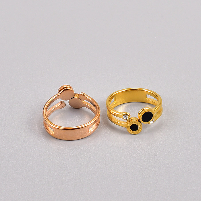 Fashion Round Titanium Steel Gold Plated Shell Open Ring
