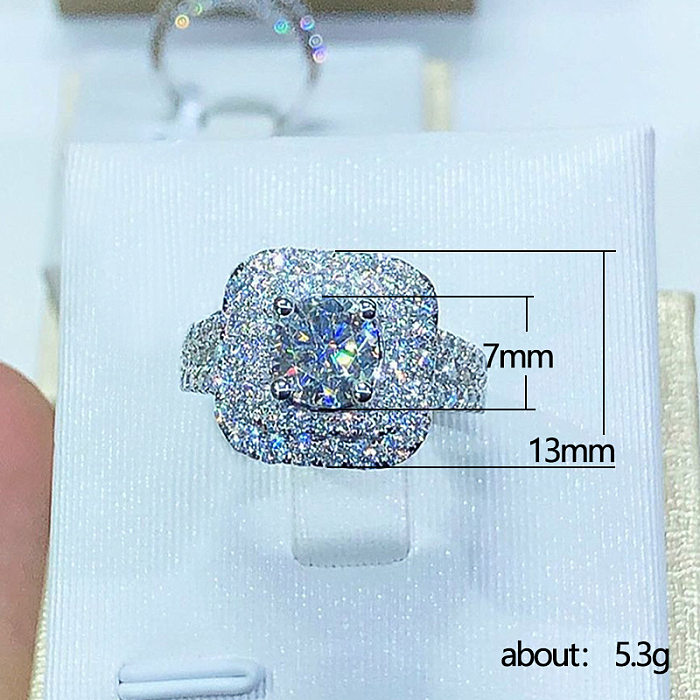New Inlaid Four-claw Inlaid Zircon Square Copper Ring Wedding Jewelry