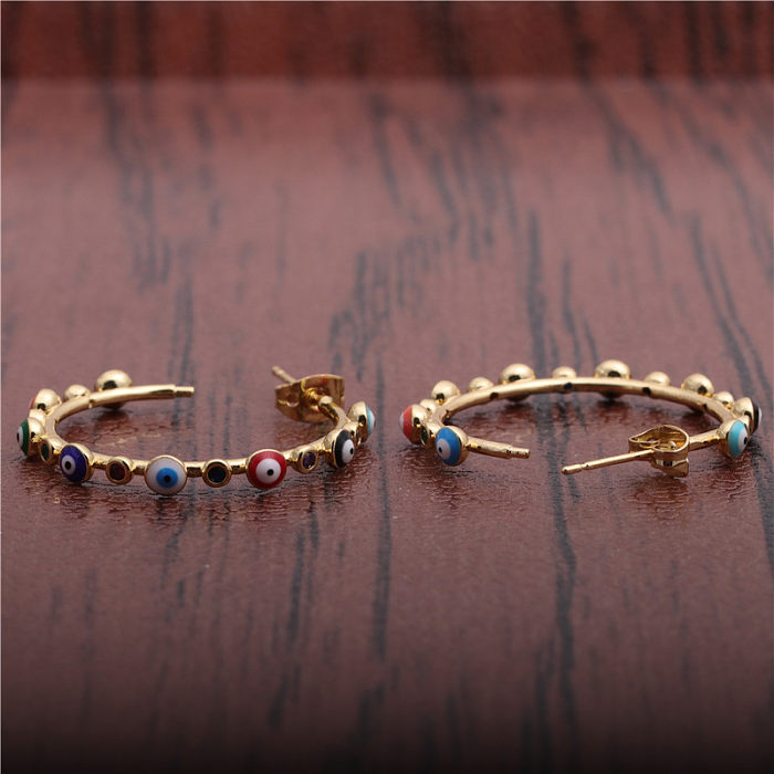 Simple Micro-inlaid Zircon Devil's Eye Earrings