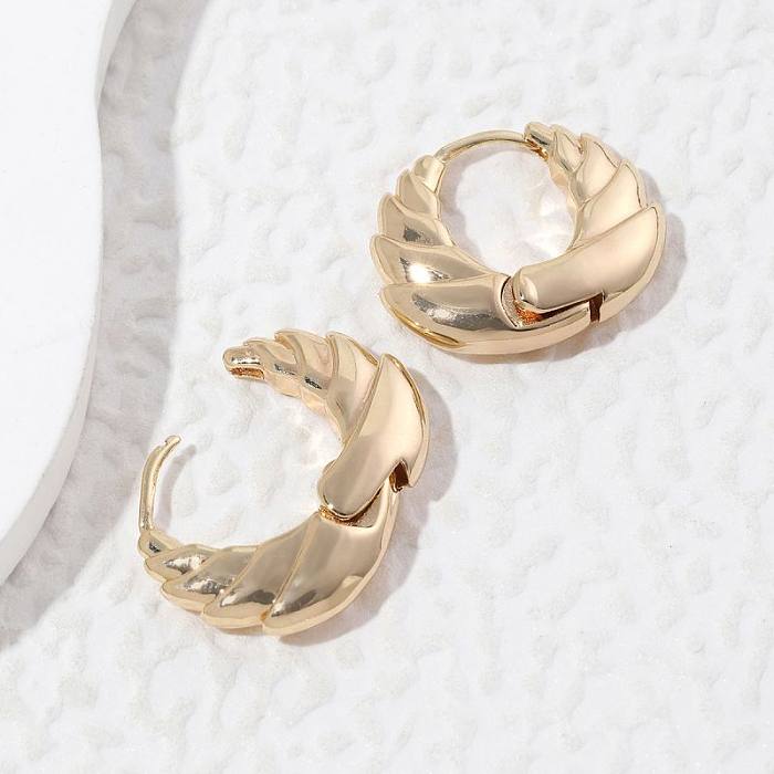 1 Pair Commute Shiny Flame Plating Copper 18K Gold Plated Earrings
