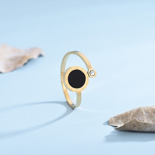 Lässiger offener Ring aus Titanstahl mit Polierbeschichtung und 18-Karat-Vergoldung