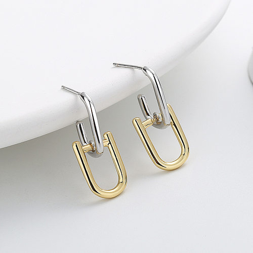 Modische Farbblock-Ohrringe mit Kupferbeschichtung, 1 Paar