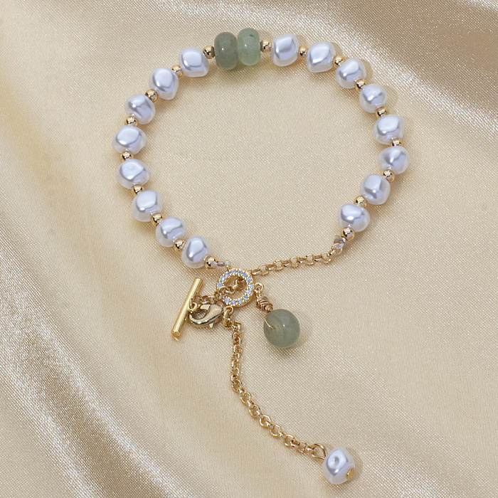 Bracelets en verre de perles artificielles plaquées or et cuivre géométriques élégants