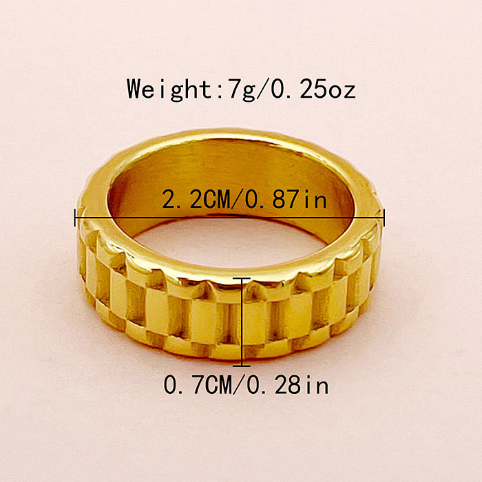 Business Vintage Style Simple Style Solid Color Stainless Steel Polishing Plating Gold Plated Rings